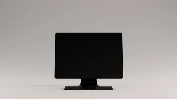 Black Desktop Computer and Slim Keyboard 3d illustration