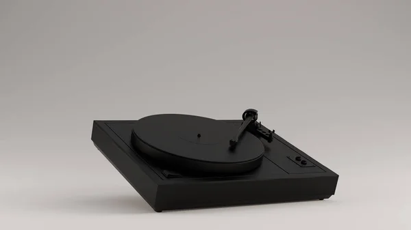 Siyah Vintage Turntable Kayıt Player Açılı Illüstrasyon Render — Stok fotoğraf