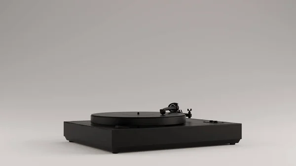 Preto Vintage Turntable Record Player Ilustração Render — Fotografia de Stock