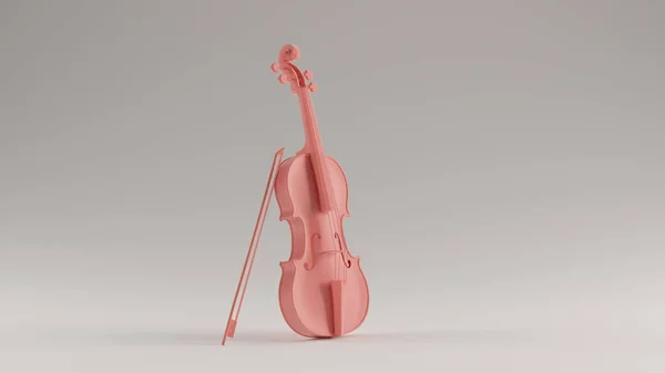 Pink Violin and Bow 3d illustration 3d render