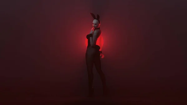 Demon Vampire Bunny Girl Black Tights Red Foggy Void Illustration — Stock Photo, Image