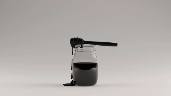 Black Gourmet Honey Glass Jar Images Rendering — стоковое фото