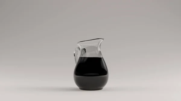Liquido Nero Una Brocca Vetro Due Bicchieri Illustrazione Rendering — Foto Stock