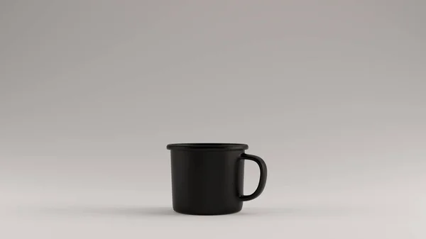 Black Metal Tin Cup Com Uma Alça Ilustração Render — Fotografia de Stock