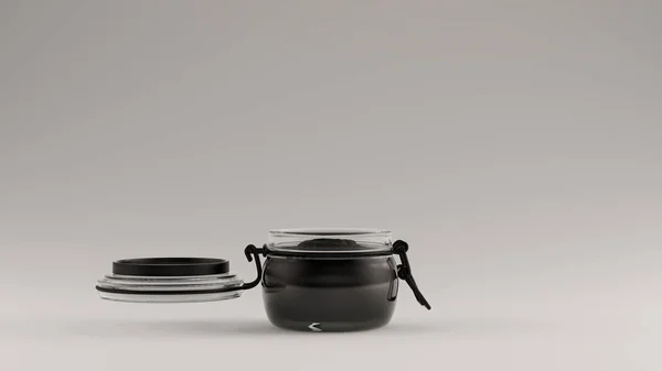 Black Mason Jar Com Black Jam Fruit Preservações Ilustração Renderização — Fotografia de Stock