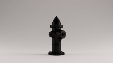 Black Fire Hydrant 3 Quarter View 3d illustration 3d render clipart