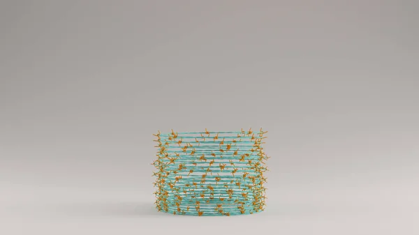 Gulf Blue Turquoise and Orange Barbed Wire Coil 3d