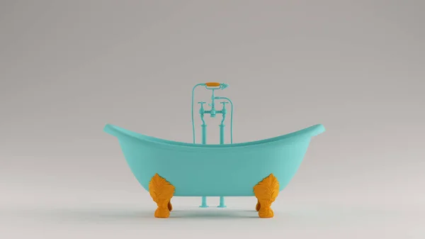 クラシックガルフブルーターコイズとオレンジ華やかな鉄浴3D — ストック写真