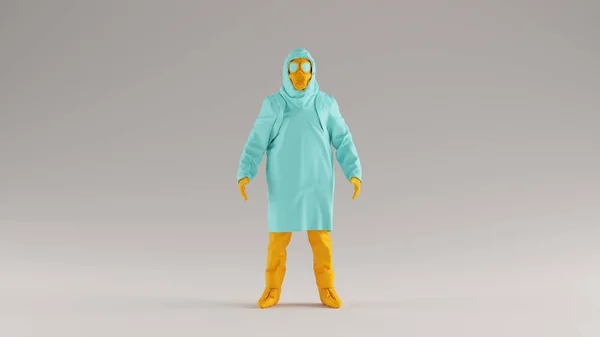 Gulf Blue Turquoise and Orange Chernobyl Liquidator Hazmat Suit 3d Illustration 3d render