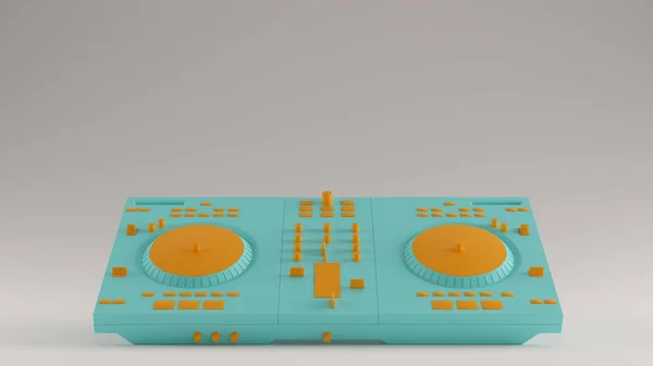 Gulf Blue Turquoise and Orange DJ Decks Angled 3d