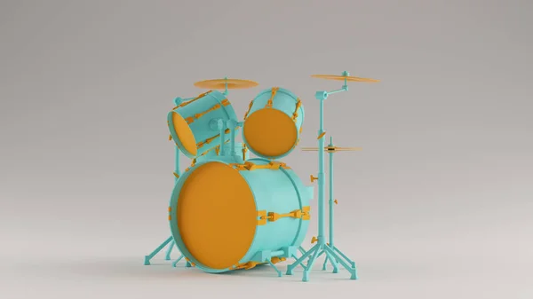 Gulf Blue Turquoise Dan Orange Drum Kit Illustration Render — Stok Foto