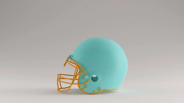 Gulf Blue Turquoise and Orange American Football Helmet 3d illustration 3d render