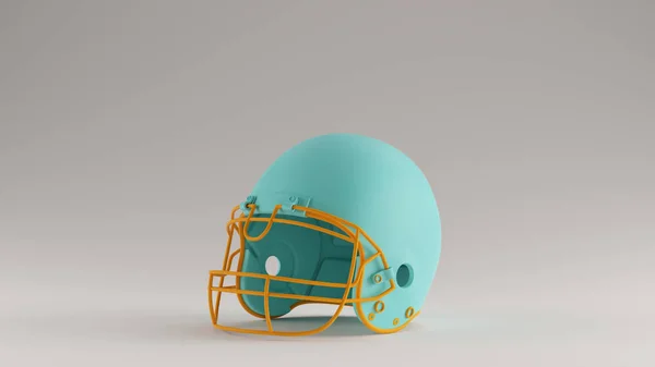 Gulf Blue Turquoise Dan Orange American Football Helmet Illustration Render — Stok Foto