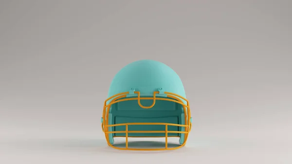 Gulf Blue Turquoise Dan Orange American Football Helmet Illustration Render — Stok Foto