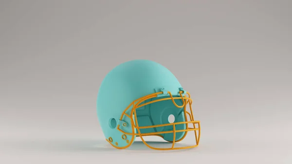 Gulf Blue Turquoise Oranje American Football Helm Illustratie Renderen — Stockfoto