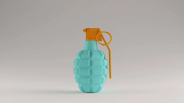 Gulf Blue Turquoise and Orange Hand Grenade 3d