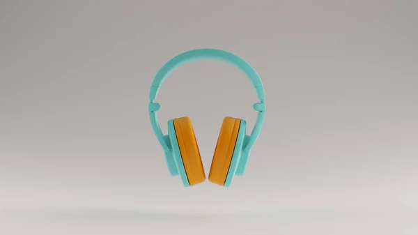 Gulf Blue Turquoise Orange Luxury Headphones Illustration Render — стоковое фото