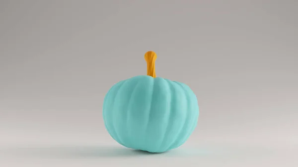 Gulf Blue Turquoise and Orange Pumpkin. Gourd Front View 3d illustration