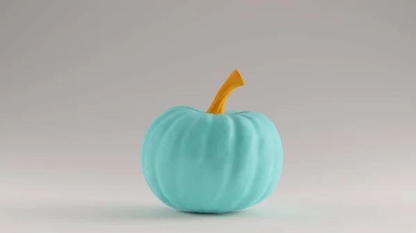 Gulf Blue Turquoise and Orange Pumpkin. Gourd Front View 3d illustration