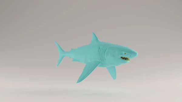 海湾蓝绿松石和橙色大白鲨3D — 图库照片