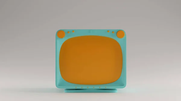 Gulf Blue Turquoise Dan Orange Vintage Square Television Ilustrasi Render — Stok Foto