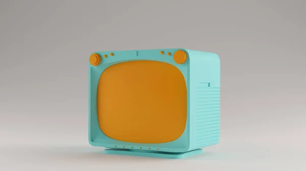Gulf Blue Turquoise Oranje Vintage Vierkante Televisie Illustratie Renderen — Stockfoto