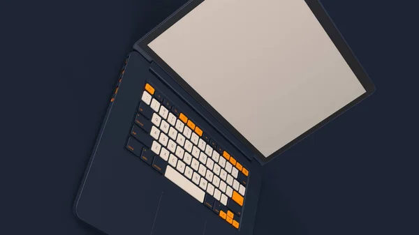 Blue Orange White Laptop Illustration Render — Stock Photo, Image