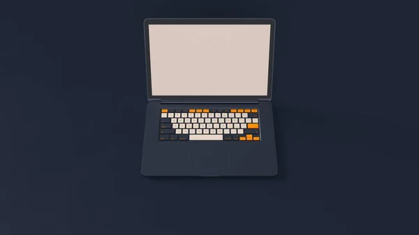 Azul Laranja Branco Laptop Ilustração Render — Fotografia de Stock