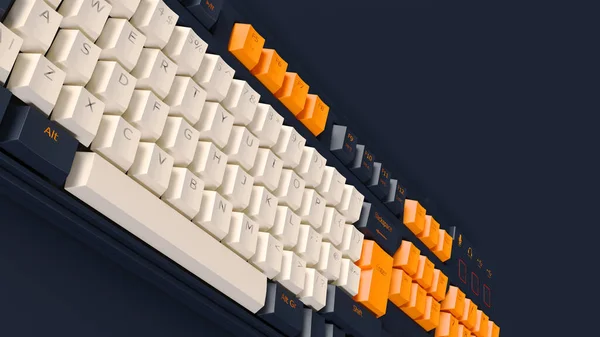 ブルーオレンジホワイトコンピューターキーボード3Dイラスト3Dレンダリング — ストック写真