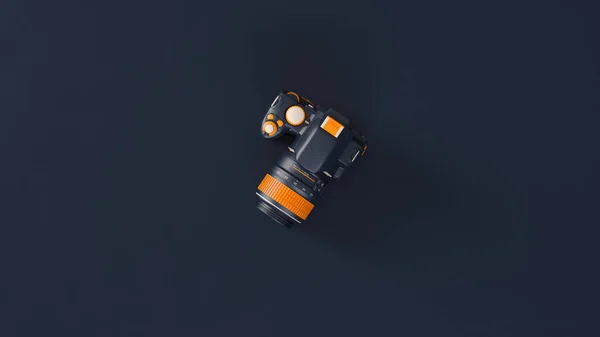 Μπλε Πορτοκαλί Λευκό Ψηφιακή Φωτογραφική Μηχανή Dlsr Απεικόνιση Καθιστούν — Φωτογραφία Αρχείου