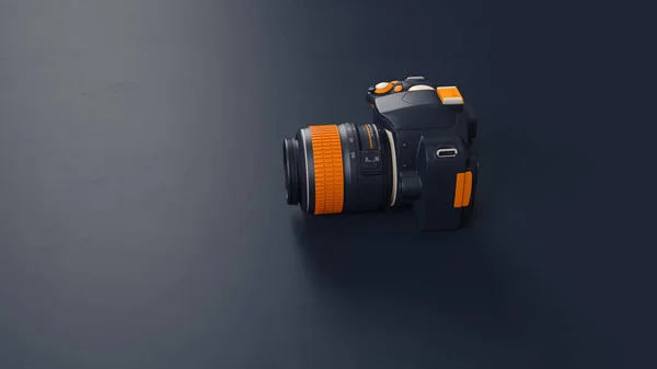 Niebieski Pomarańczowy Biały Cyfrowy Dlsr Kamera Ilustracja Renderowanie — Zdjęcie stockowe