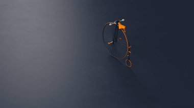 Penny Farthing Bicycle Blue Orange White 3d illustration 3d render clipart