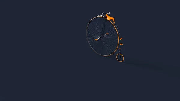 Penny Farthing Bicycle Blå Orange Vit Illustration Render — Stockfoto