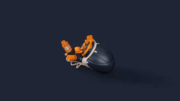 Artificial Heart Cyborg Blue Orange White Illustration Render — Stock Photo, Image