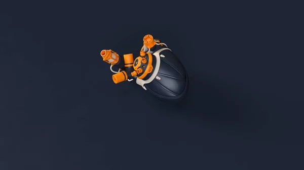 Artificial Heart Cyborg Blue Orange White Illustration Render — Stock Photo, Image