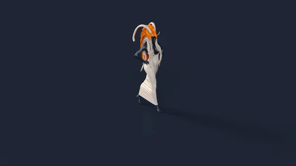 Синий Оранжевый Белый Злой Ведьма Доктор Спирит Узком Черном Платье — стоковое фото