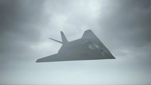 隐形战斗机低空飞行低空投影仪3D插图3D渲染 — 图库照片