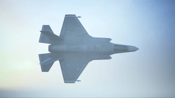 Strike Fighter Jet Uçak Uçarken Gün Doğumu Günbatımı Görüntü — Stok fotoğraf