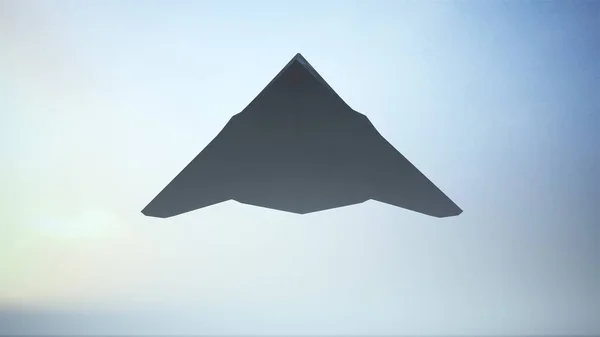 ステルス戦闘機ジェット機飛行低日の出日没3Dイラスト3Dレンダリング — ストック写真
