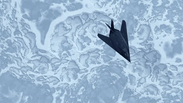 Stealth Fighter Jet Aircraft Hög Höjd Över Havet Fryst Glaciär — Stockfoto