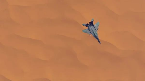 Tactical Jet Fighter Aircraft High Altitude Sand Dunes Barren Desert — Fotografie, imagine de stoc