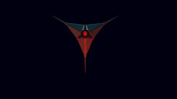 Futurista Micro Drone Technology Alien Tri Shape Concepto Azul Rojo —  Fotos de Stock