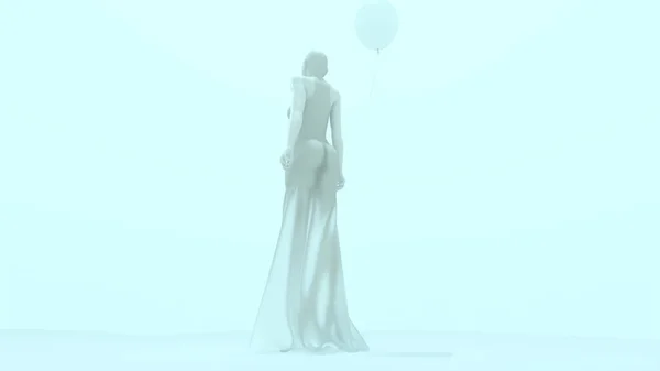 Reina Nieve Con Globo Vestido Alta Costura Transparente Ilustración Render — Foto de Stock
