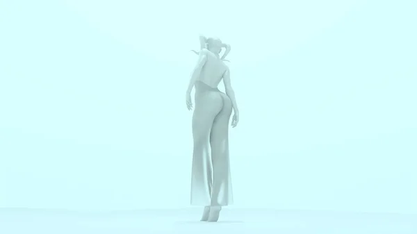 Mujer Vestido Transparente Tocado Ilustración Render — Foto de Stock