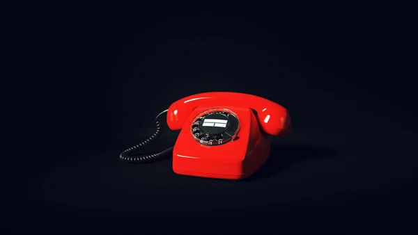 Vintage 80S Red Emergency Telefone Rotary Dial Ilustração Renderização — Fotografia de Stock