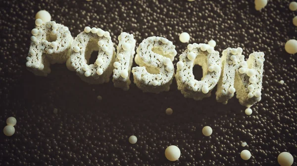 Macro Shot of Poison Text Formed Out of Small Spheres 3d illustration