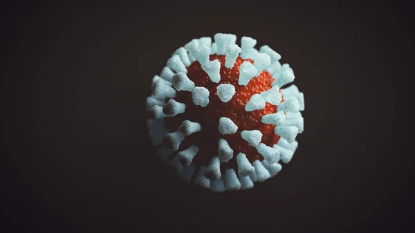 Covid 19病毒红蓝色3D的宏亮镜头 — 图库照片