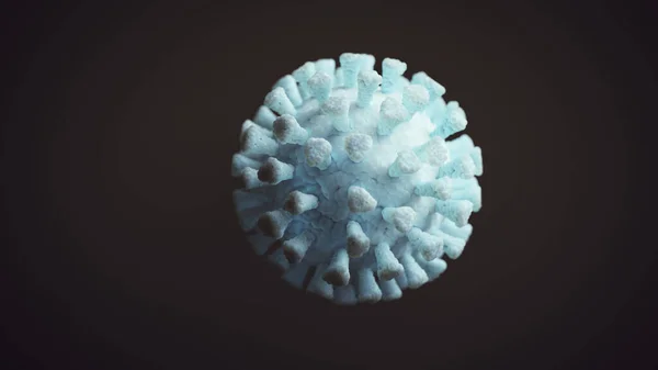 Covid 19病毒蓝色3D的宏亮镜头 — 图库照片
