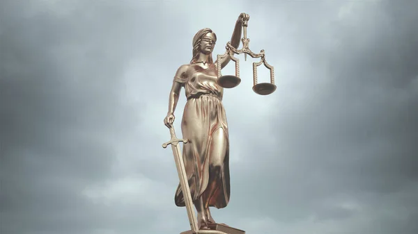 Lady Justice Staty Bronze Personification Judicial System Illustration — Stockfoto