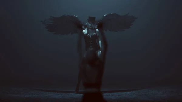 코셋과 햇의데몬 Black Wings Worshiping Figure — 스톡 사진